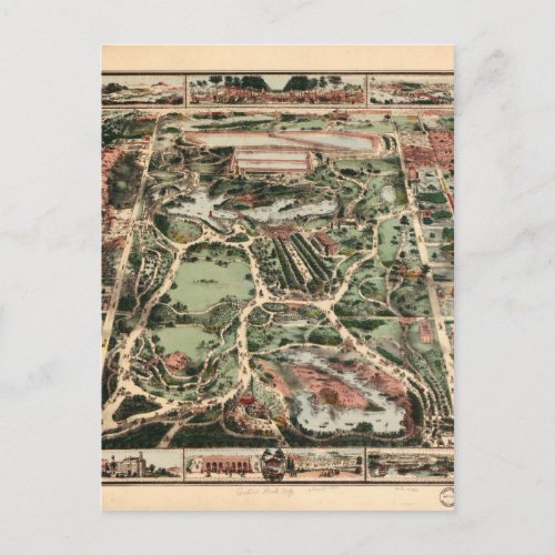 Vintage Central Park Map New York City Postcard