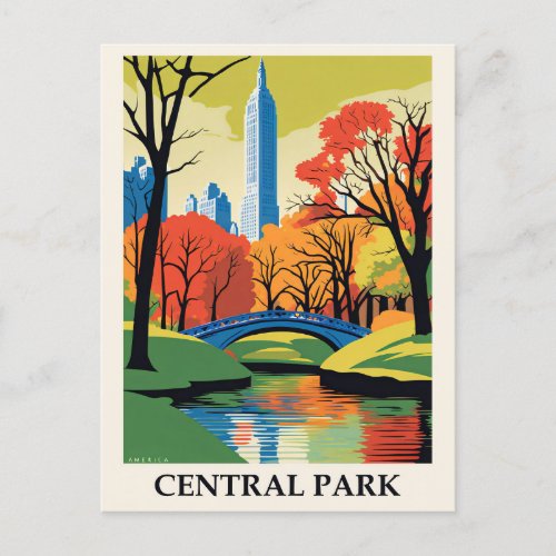 Vintage Central Park New York City Travel Postcard