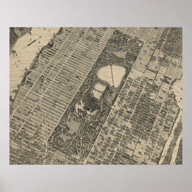 Vintage Central Park NYC Map (1879) Poster (Front)