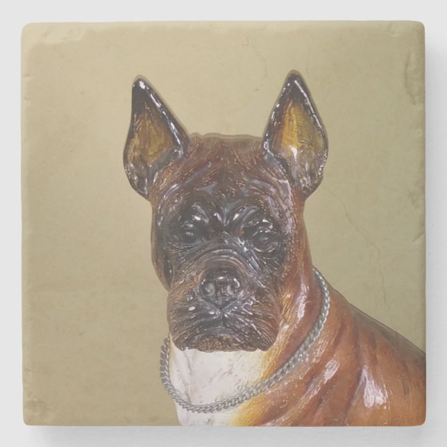 Vintage Ceramic Boxer Stone Coaster (Front)
