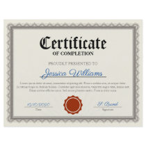 Vintage Certificate of Completion Vintage Certificate of Completion