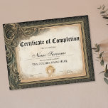 Vintage Certificate of Completion Award Course<br><div class="desc">Diploma Certificate of Completion Award Course,  vintage floral design</div>