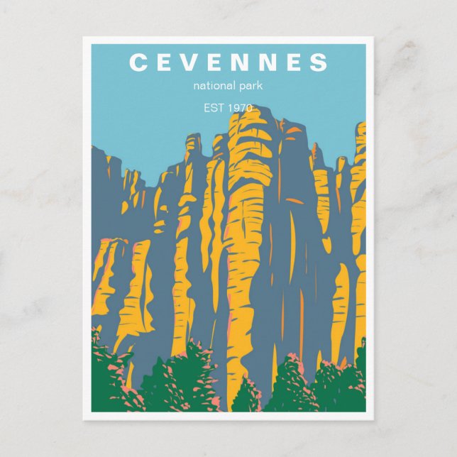 vintage cevennes national park france postcard (Front)