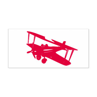 Vintage CGI Red Bi-plane Self Inking Rubber Stamp