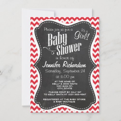 Vintage Chalk Alizarin Crimson Chevron; zig zag Personalized Invites