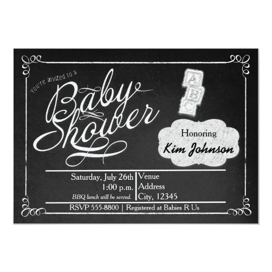 Vintage Chalk Baby Shower Chalkboard Invitation Vintage Chalk Baby Shower Chalkboard Invitation