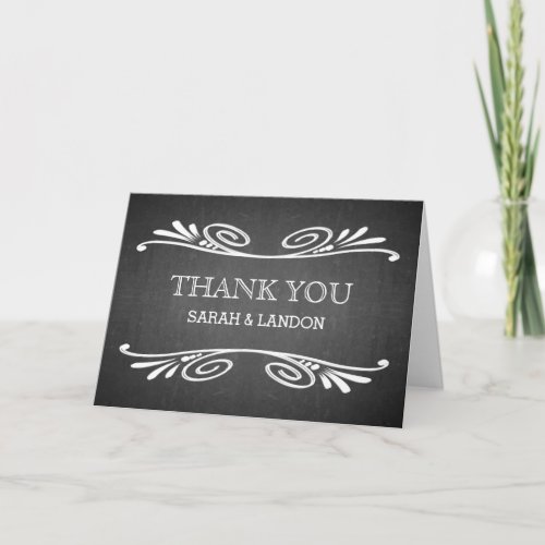 Vintage Chalk board Black board Swirl Thank You