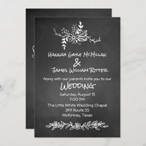 Vintage Chalk Board Look Wedding Invitation