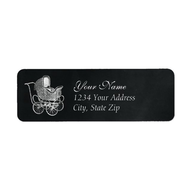 Vintage Chalkboard Baby Carriage Label (Front)