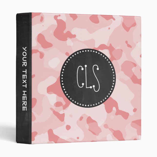 Vintage Chalkboard Baby Pink Camo; Camouflage Binder (Front/Spine)