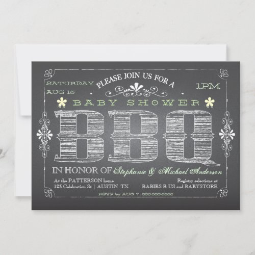 Vintage Chalkboard Baby Shower BBQ Invitation