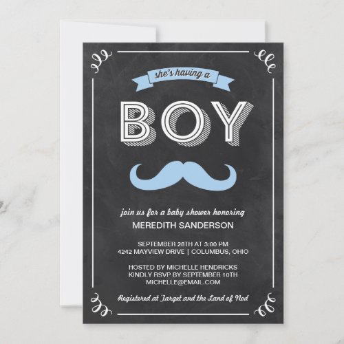 Vintage Chalkboard Baby Shower Custom Invites