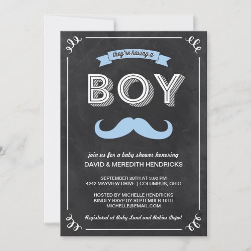 Vintage Chalkboard Baby Shower Announcement