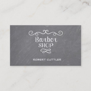 Vintage chalkboard barber shop white swirls appointment card