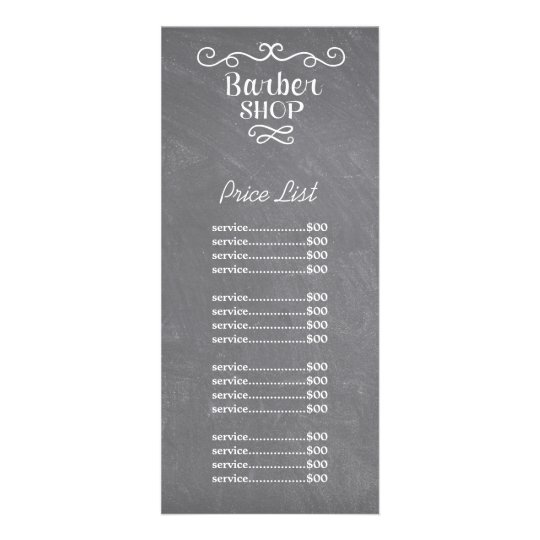Vintage chalkboard barber shop white swirls rack card