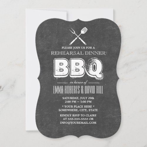 Vintage Chalkboard BBQ Rehearsal Dinner 5x7 Paper Invitation Card