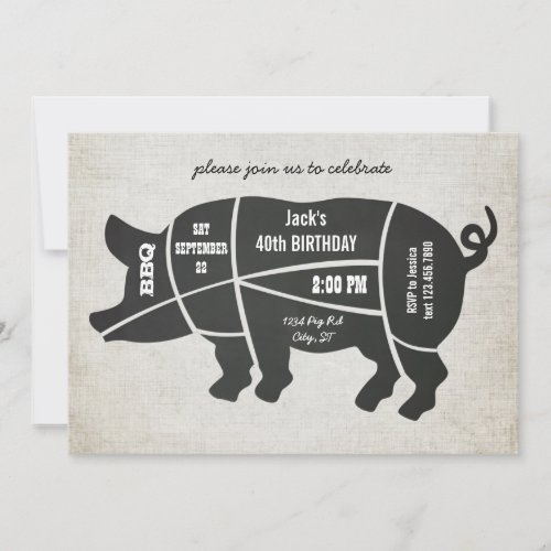 Vintage Chalkboard Birtdhday BBQ Invitation