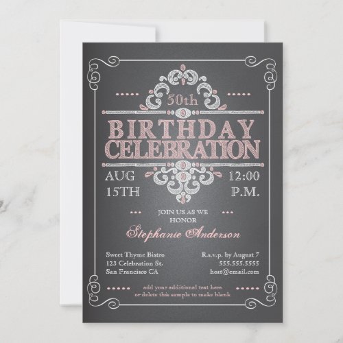 Vintage Chalkboard Birthday Invitation