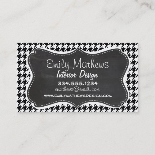 Vintage Chalkboard Black Houndstooth Business Card Templates