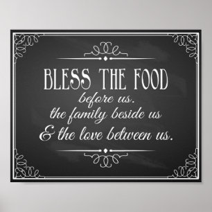 Vintage Chalkboard Bless this food wedding print