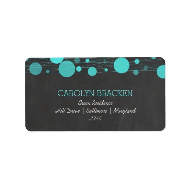 Vintage Chalkboard Blue Lantern Wedding Label (Front)