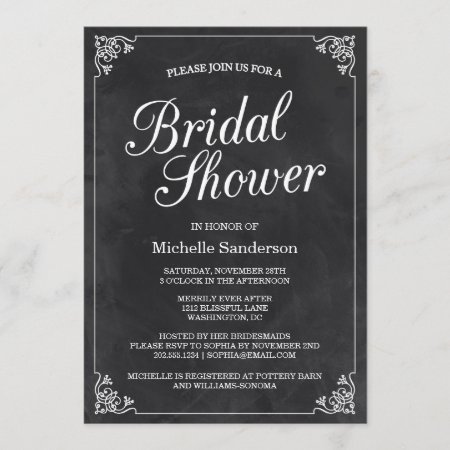 Vintage Chalkboard Bridal Shower Invitation