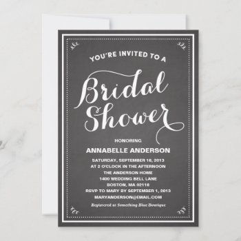 Vintage Chalkboard Bridal Shower Invitation by PeridotPaperie at Zazzle