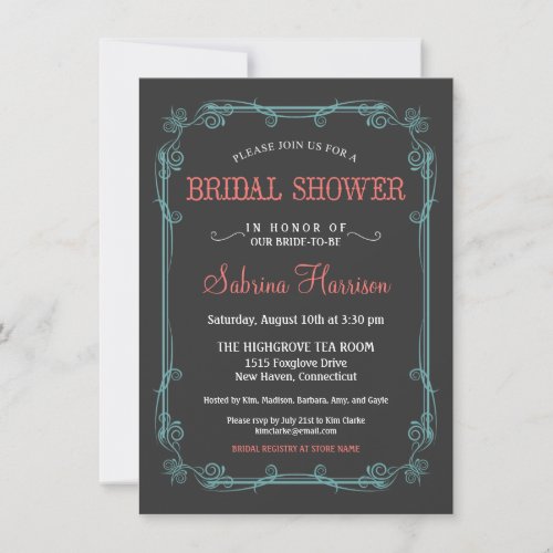 Vintage Chalkboard Bridal Shower Invitations