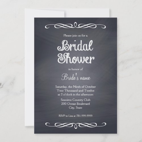 Vintage Chalkboard Bridal Shower Invitations