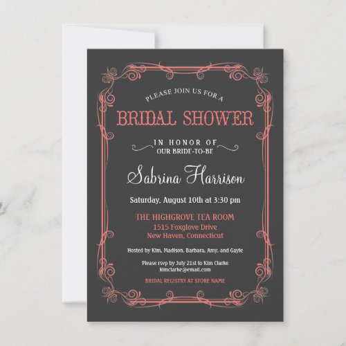 Vintage Chalkboard Bridal Shower Invitations