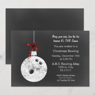 Vintage Chalkboard Christmas Bowling Invitations
