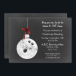 Vintage Chalkboard Christmas Bowling Invitations<br><div class="desc">Vintage Chalkboard Christmas Bowling Event , Bowling Invitations , bowling ball Sports holiday party invite</div>