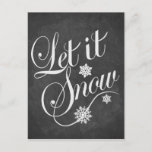 Vintage chalkboard Christmas card Let It Snow<br><div class="desc">Vintage chalkboard Christmas card "Let It Snow" with snowflake decor tiny,  cute deers on the backside. 
Greet your family and loved ones with this holiday card in the Christmas season.
Matching stamp is also available in my shop.</div>
