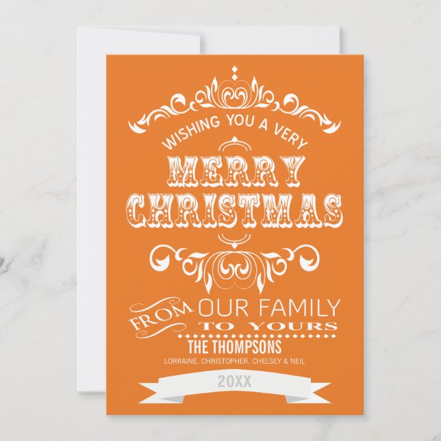 Vintage Chalkboard Christmas Greeting Card -orange (Front)