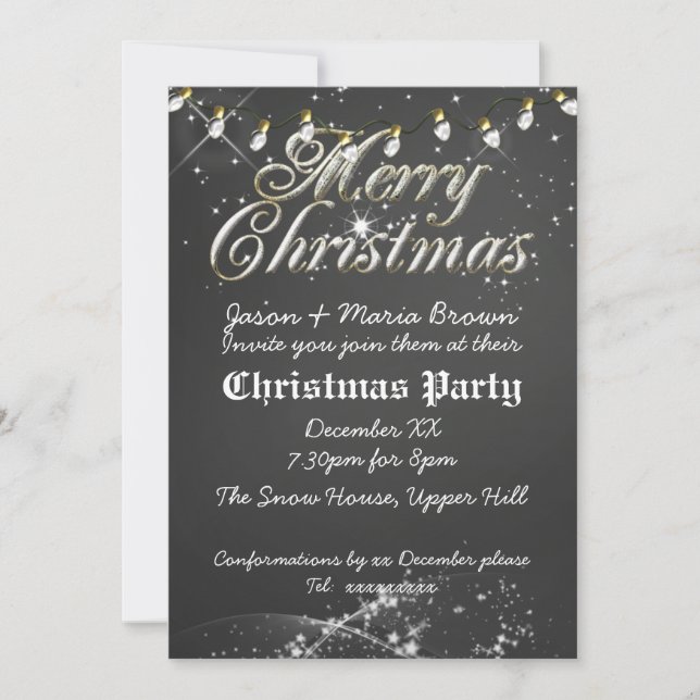 Vintage Chalkboard Christmas Party Invitation (Front)