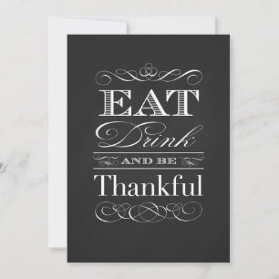 Vintage Chalkboard Classic Thanksgiving Dinner Invitation