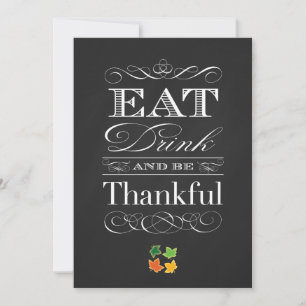Vintage Chalkboard Classic Thanksgiving Dinner Invitation
