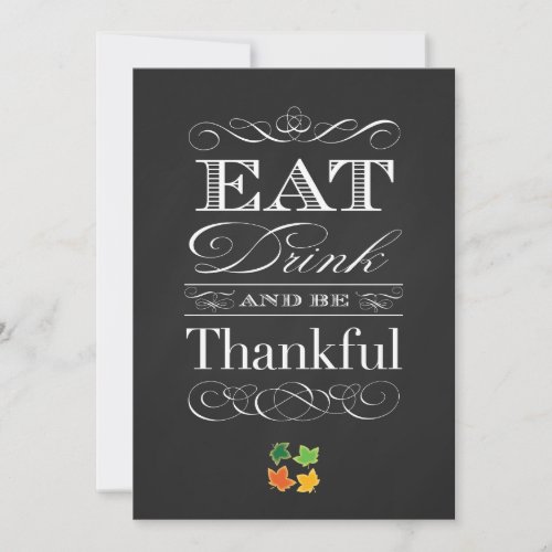 Vintage Chalkboard Classic Thanksgiving Dinner Personalized Invites
