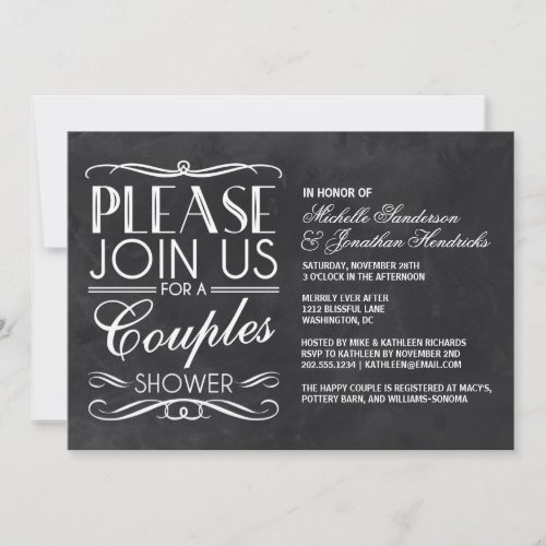 Vintage Chalkboard Couples Shower Cards