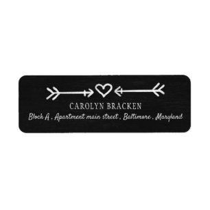 Vintage Chalkboard Cute Heart Arrow Wedding Label