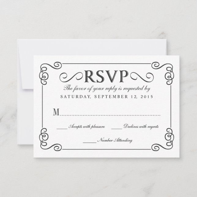 Vintage Chalkboard Elegant Wedding RSVP (Front)