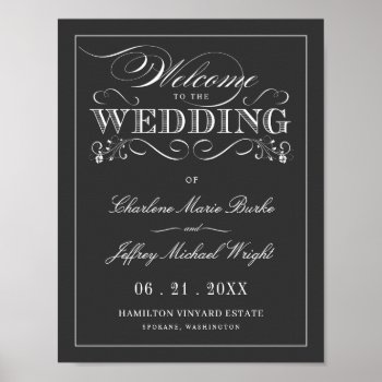 Vintage Chalkboard Elegant Wedding Welcome Sign by weddingtrendy at Zazzle