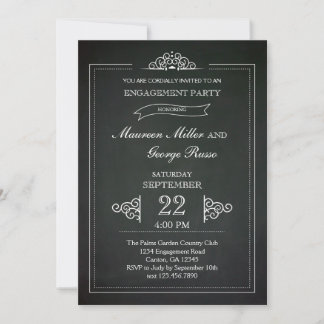 Vintage Chalkboard Engagement Party Invitation