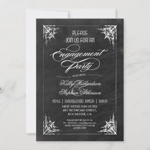 vintage chalkboard engagement party invitations