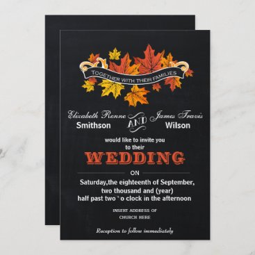 Vintage Chalkboard Fall wedding invite