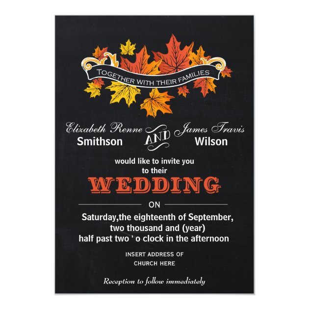 Vintage Chalkboard Fall Wedding Invite