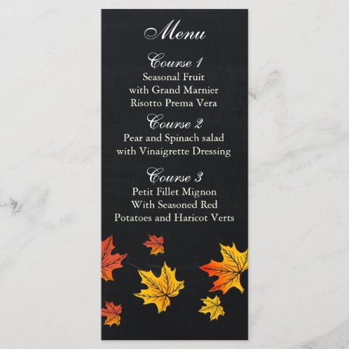 Vintage Chalkboard fall wedding menu cards