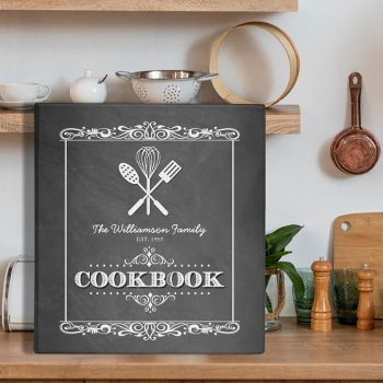 Vintage Chalkboard Family Cookbook Binder by reflections06 at Zazzle