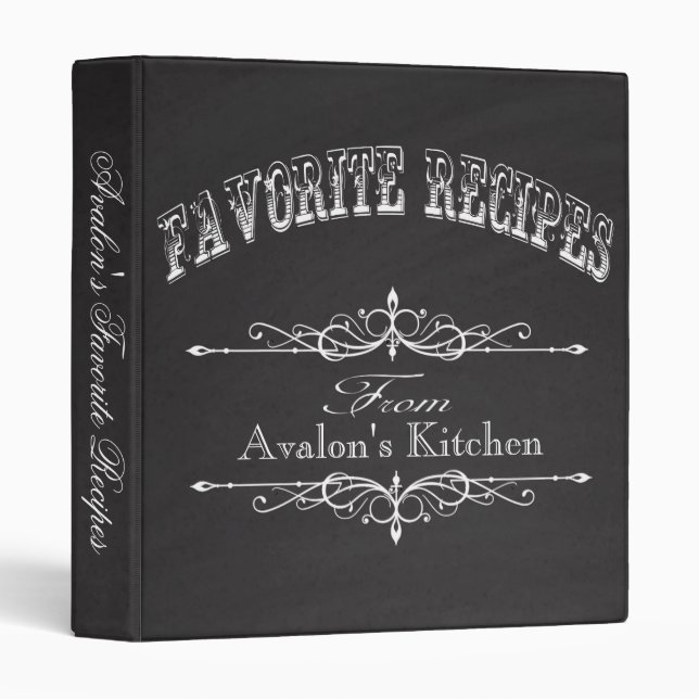 Vintage Chalkboard Favorite Recipe 3 Ring Binder (Front/Spine)