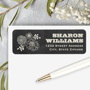 Vintage Chalkboard Floral Botanical Wedding Label